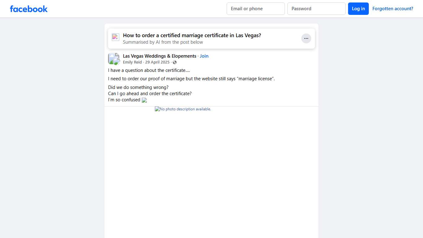 Las Vegas Weddings & Elopements | I have a question about the certificate… | Facebook